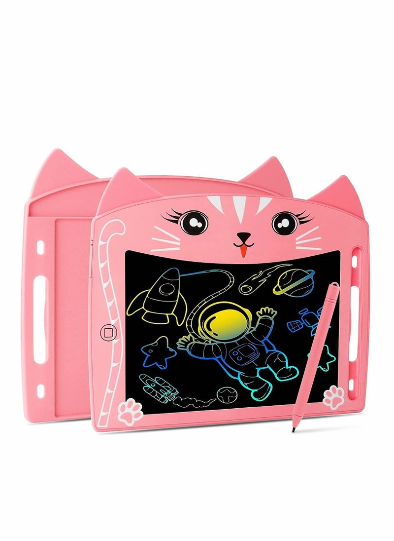 LCD Writing Tablet, 8.5 Inch Doodle Board with Lock Function, Colorful Screen Drawing Pad for Kids, Educational Erasable Toy, Perfect for Preschool Learning and Creativity (Pink Cat Design)