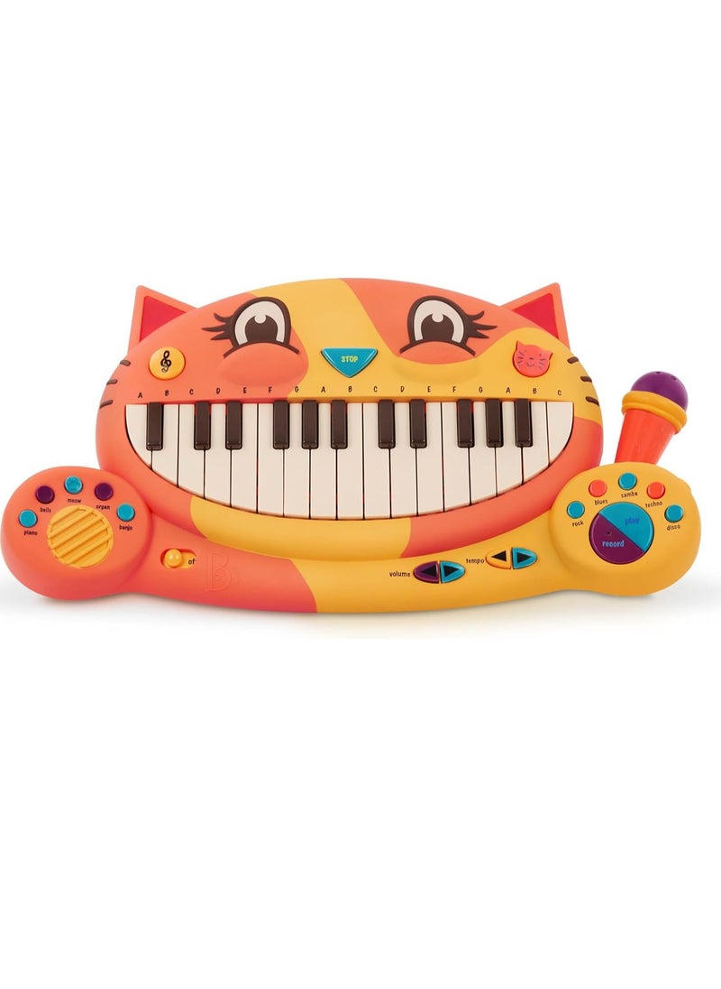 Interactive Cat Piano, Compact And Portable Toy Piano And Microphone, Interactive Durable Kids Play Piano Toy, Musical Instrument With 20 Plus Songs For Toddlers And Kids, (1pc)