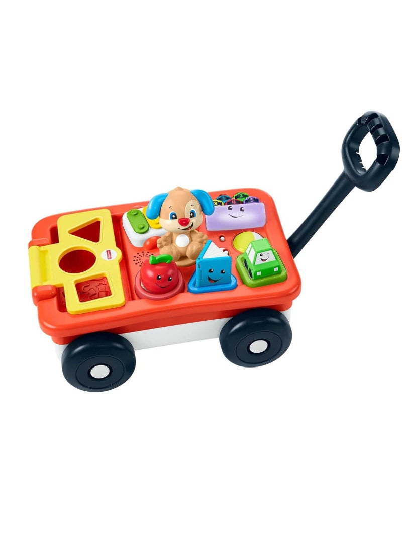 Baby Play Learning Wagon, Sturdy And Durable Musical Pull Car Toy, Baby Learn Pull Toy With Light Up Shape Buttons, Early Development Toys For Babies And Toddlers, (1pc)