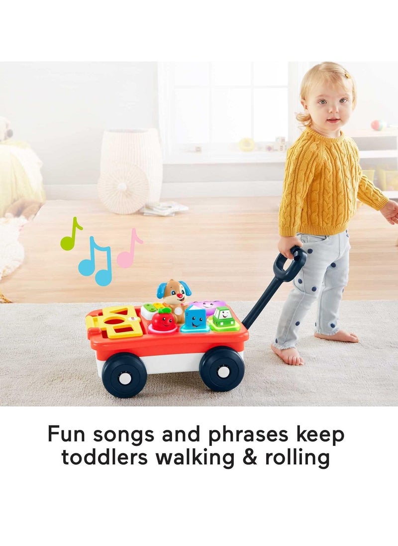 Baby Play Learning Wagon, Sturdy And Durable Musical Pull Car Toy, Baby Learn Pull Toy With Light Up Shape Buttons, Early Development Toys For Babies And Toddlers, (1pc)