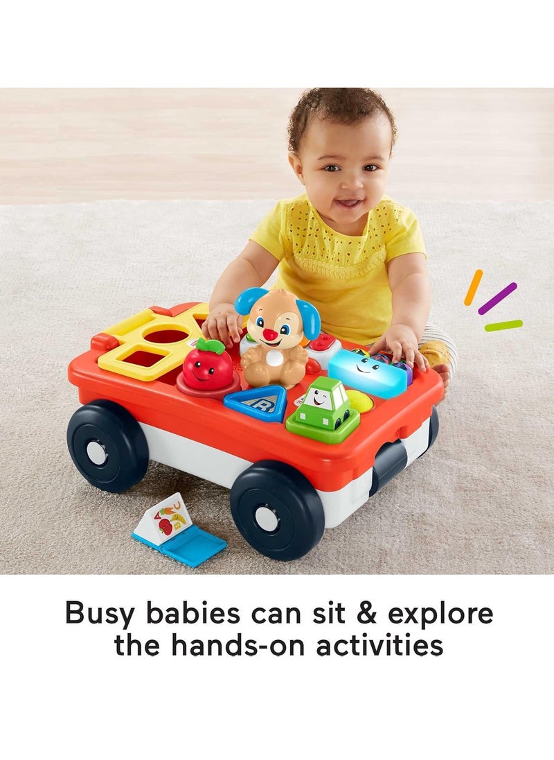 Baby Play Learning Wagon, Sturdy And Durable Musical Pull Car Toy, Baby Learn Pull Toy With Light Up Shape Buttons, Early Development Toys For Babies And Toddlers, (1pc)