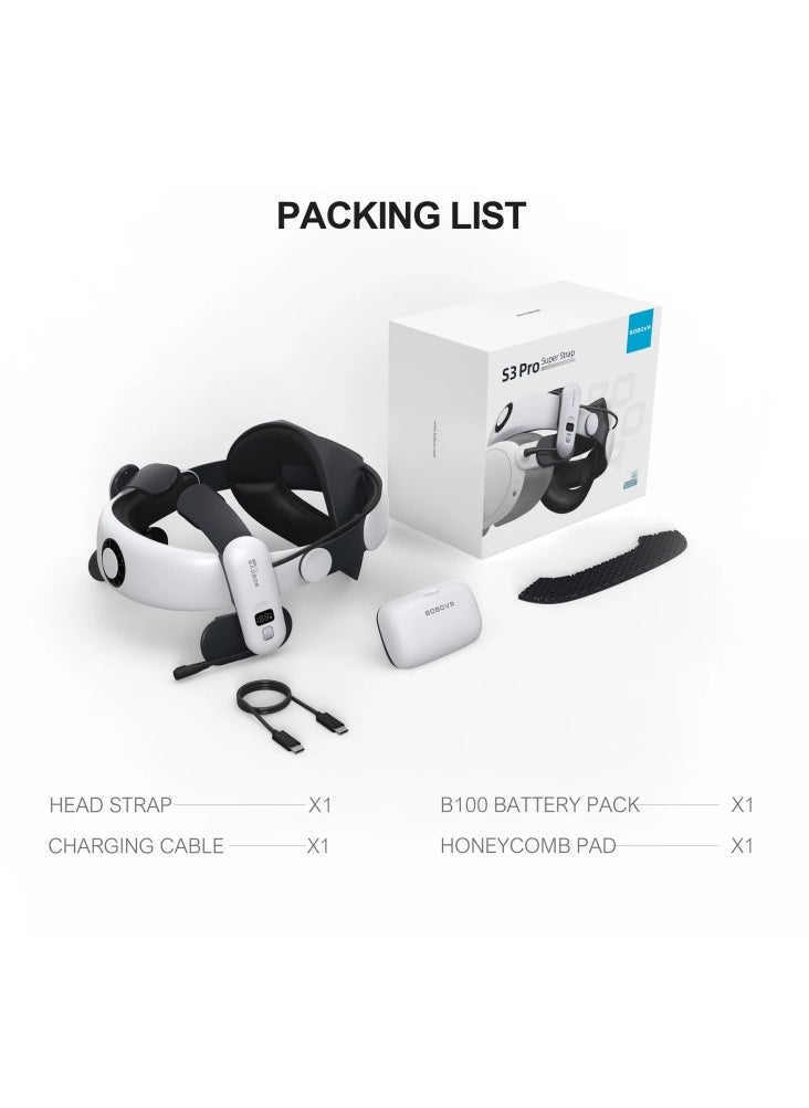 BOBOVR S3 Pro For Meta Quest 3 VR Head Strap with 10000mAh Battery