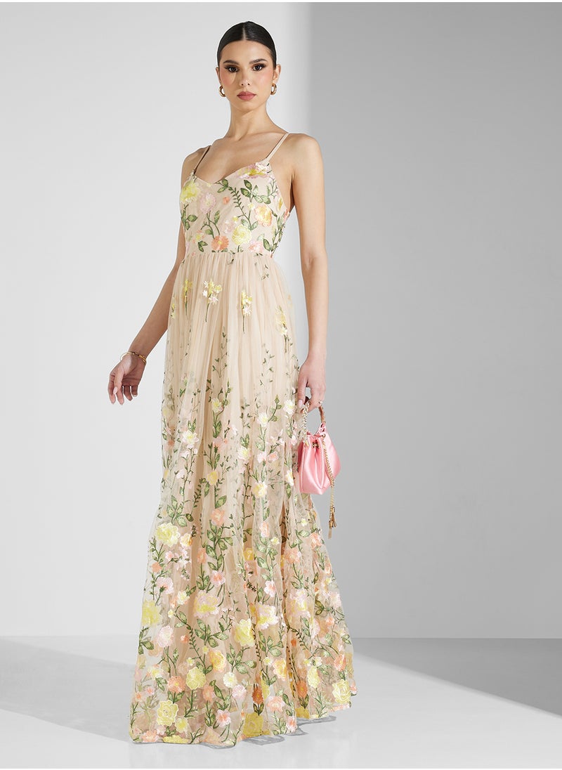 Cami Floral Embroidered Maxi Dress