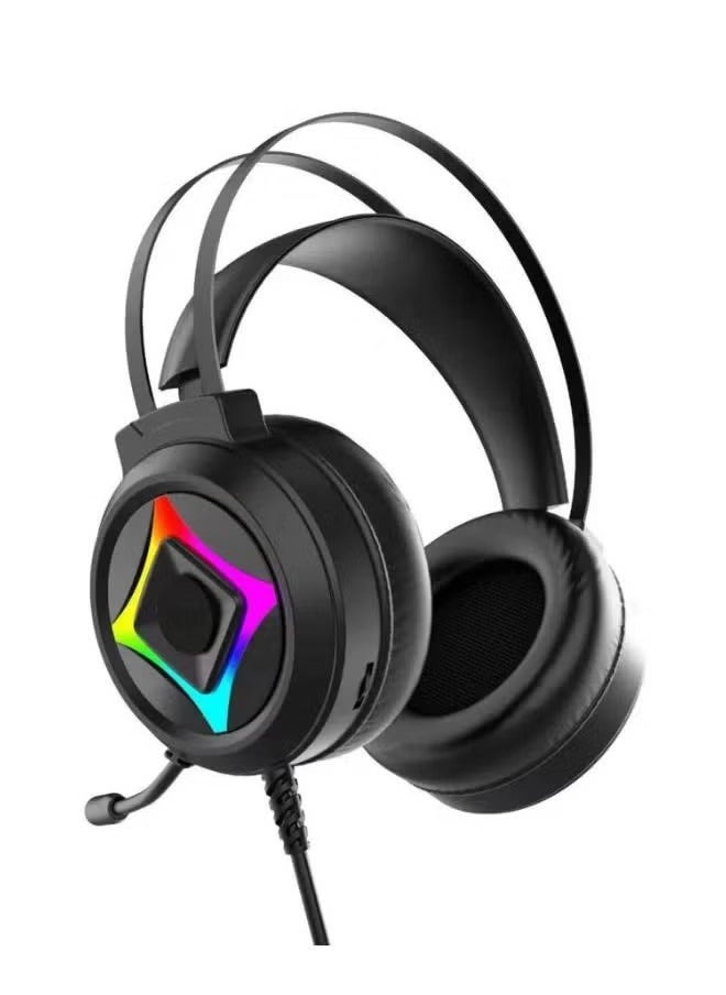 G101 Gaming Headset with LED Backlight, 50mm Horn Drivers, PU Leather Ear Pads, Dual 3.5mm Audio Jacks, USB Connection, Built-in Microphone, Immersive Sound Experience for PC, PS4, Xbox, and More