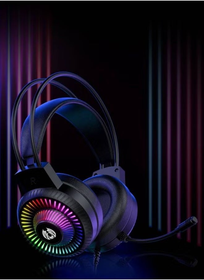 H82 Wired RGB Gaming Headset with Microphone, 3.5mm Audio Jack, USB Connection, LED Backlight, Noise-Cancelling Mic, Comfortable Ear Cushions, for PC, PS4, Xbox – Perfect for Gamers Seeking High-Quality Sound and Immersive Audio