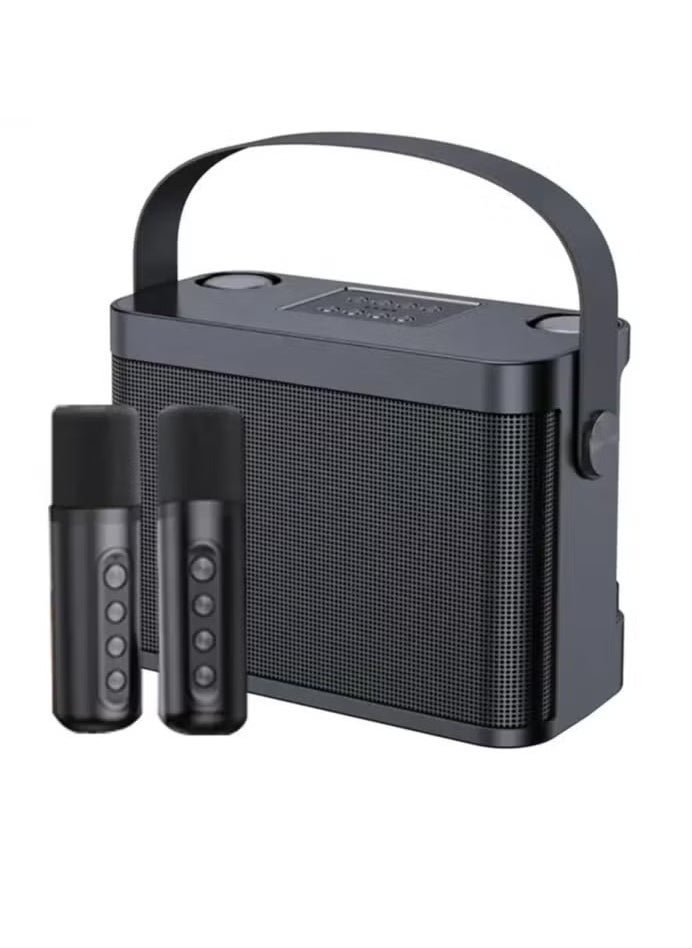 YS-219 Karaoke Machine with 2 Wireless Microphones, Portable Bluetooth Speaker, LED Lights, FM Radio, Rechargeable Battery for Home, Parties & Travel – Perfect for Singing, Music, and Entertainment