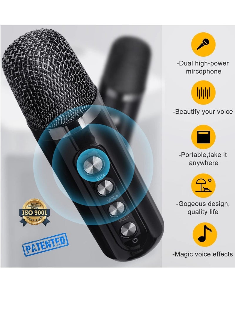 Portable Bluetooth Speaker, Karaoke Machine for Adults/Kids with 2 Wireless Microphones, Portable Bluetooth Karaoke Speaker PA System, Singing Machine with Echo and Vocal Cut, for Birthday