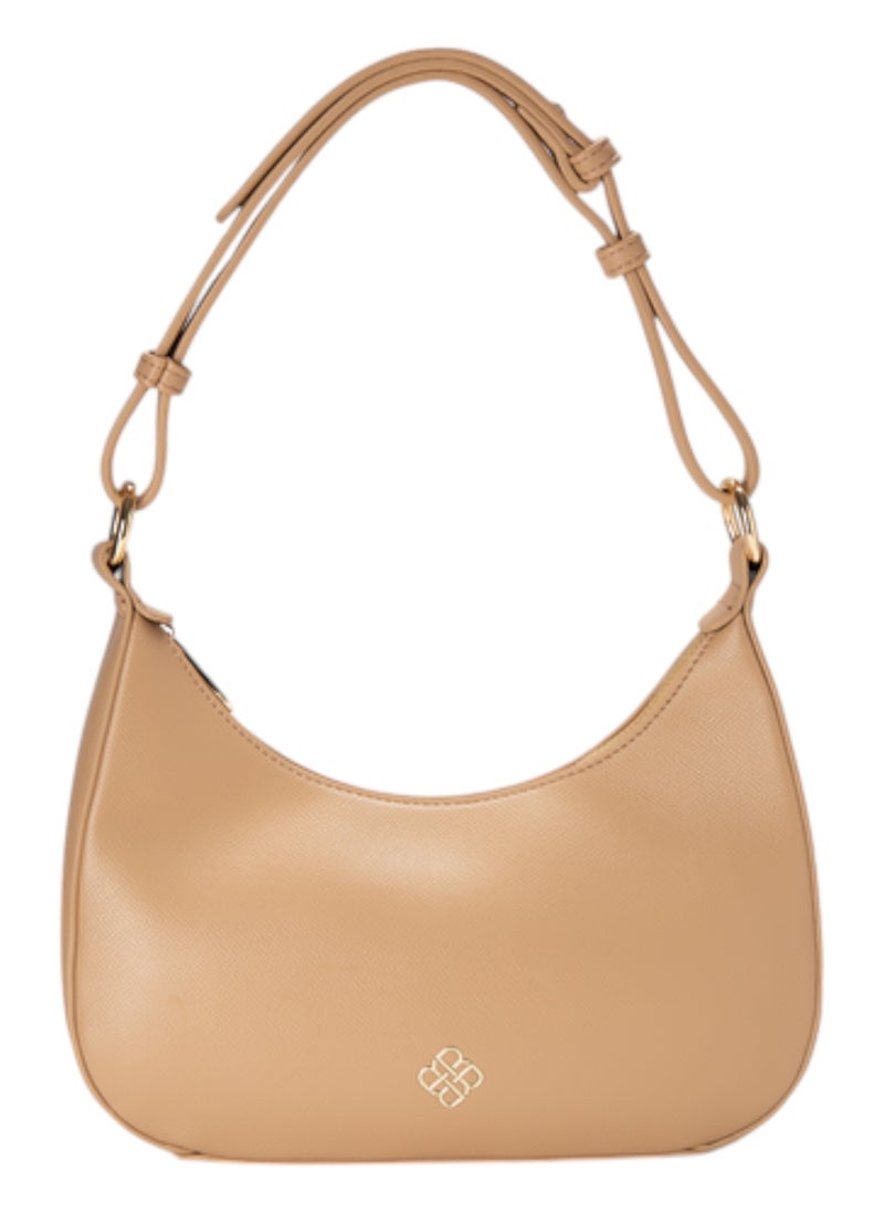 Textured Hobo Bag Beige