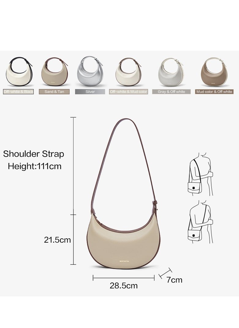 Bostanten 3-in-1 Moon Bag | Convertible Crossbody, Shoulder & Handbag | Premium Vegan Leather | Sand & Tan Color | Stylish & Versatile for Everyday Use