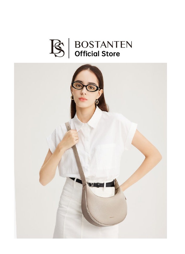 Bostanten 3-in-1 Moon Bag | Convertible Crossbody, Shoulder & Handbag | Premium Vegan Leather | Pale Camel Color | Stylish & Versatile for Everyday Use