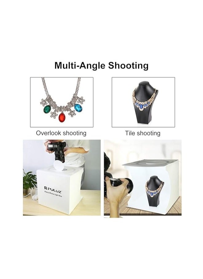 PULUZ 30cm Ring Light Photo Studio Light Box, Adjustable Portable Photography Shooting Light Tent Kit