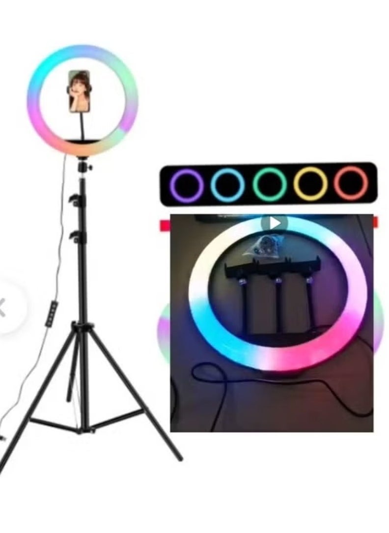 LED Ring Light with Tripod Stand – Large Selfie Ring Light with Touch Panel for Vlog, Video Shooting, Makeup, and Photography | Adjustable Brightness & 3 Color Modes