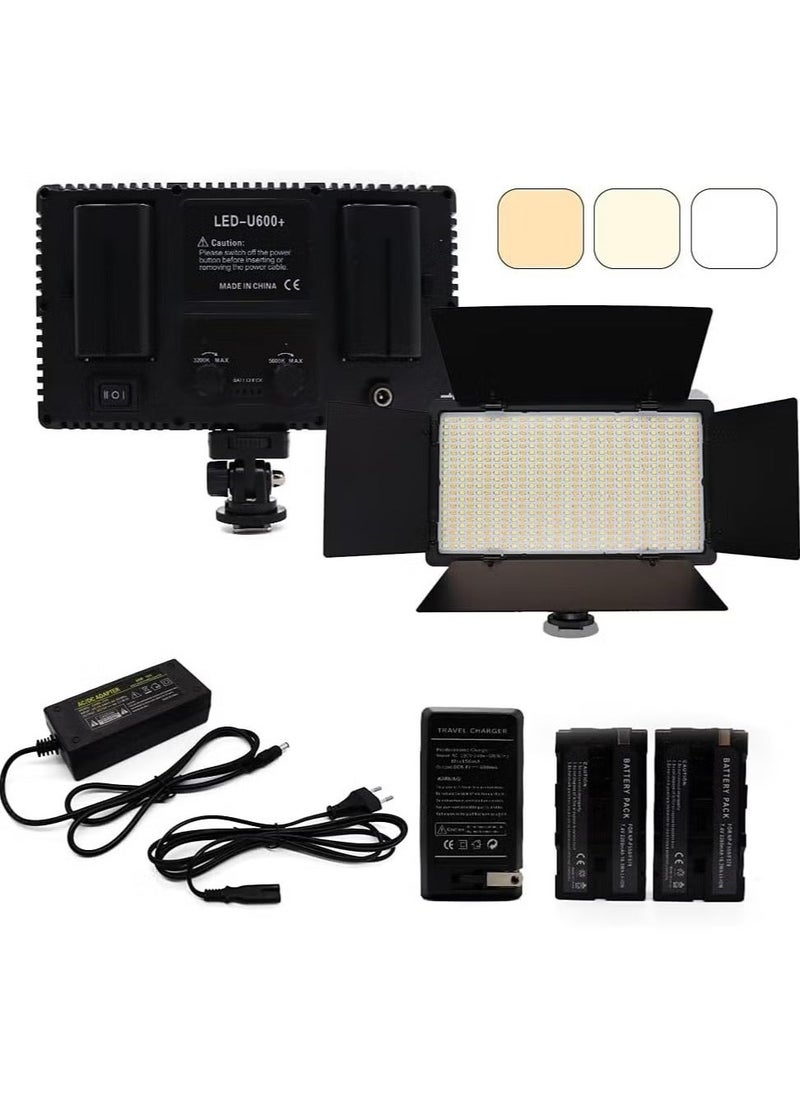 600 LED Video Light Kit – Rechargeable & Plug-Powered Camera Light, Adjustable 3200K-5600K, Ideal for Video Conference, Live Streaming, and Photography (LED Light)