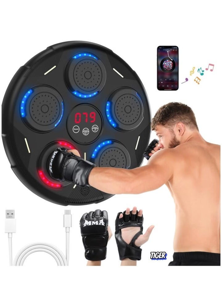 Music Boxing Machine – Smart Bluetooth Boxing Equipment – Wall-Mounted Boxing Machine with Music & Workout Features – Boxing Target Machine with Gloves for Home, Gym & Fitness Training