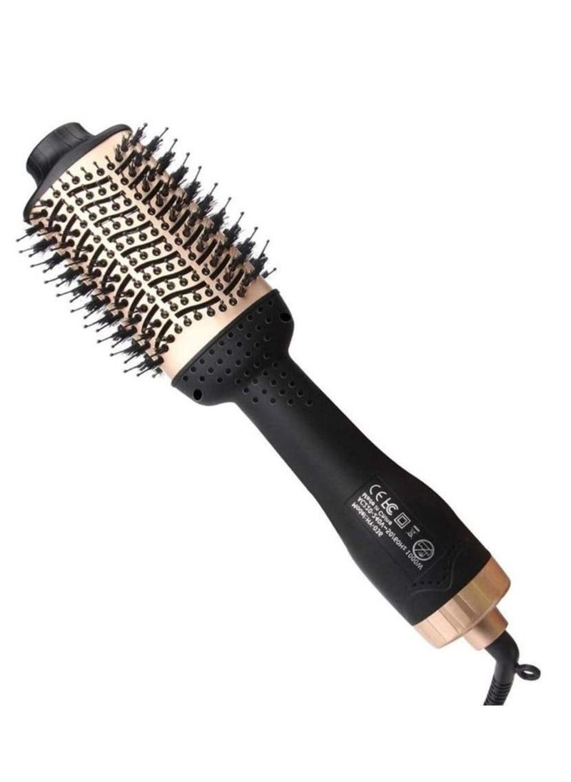 Professional One Step Hair Dryer Brush Volumizer Straightener Negative Ion Hot Air Brushes Curling Iron Salon Rotating (Color : Gold, Size : 14 * 4 Inch)