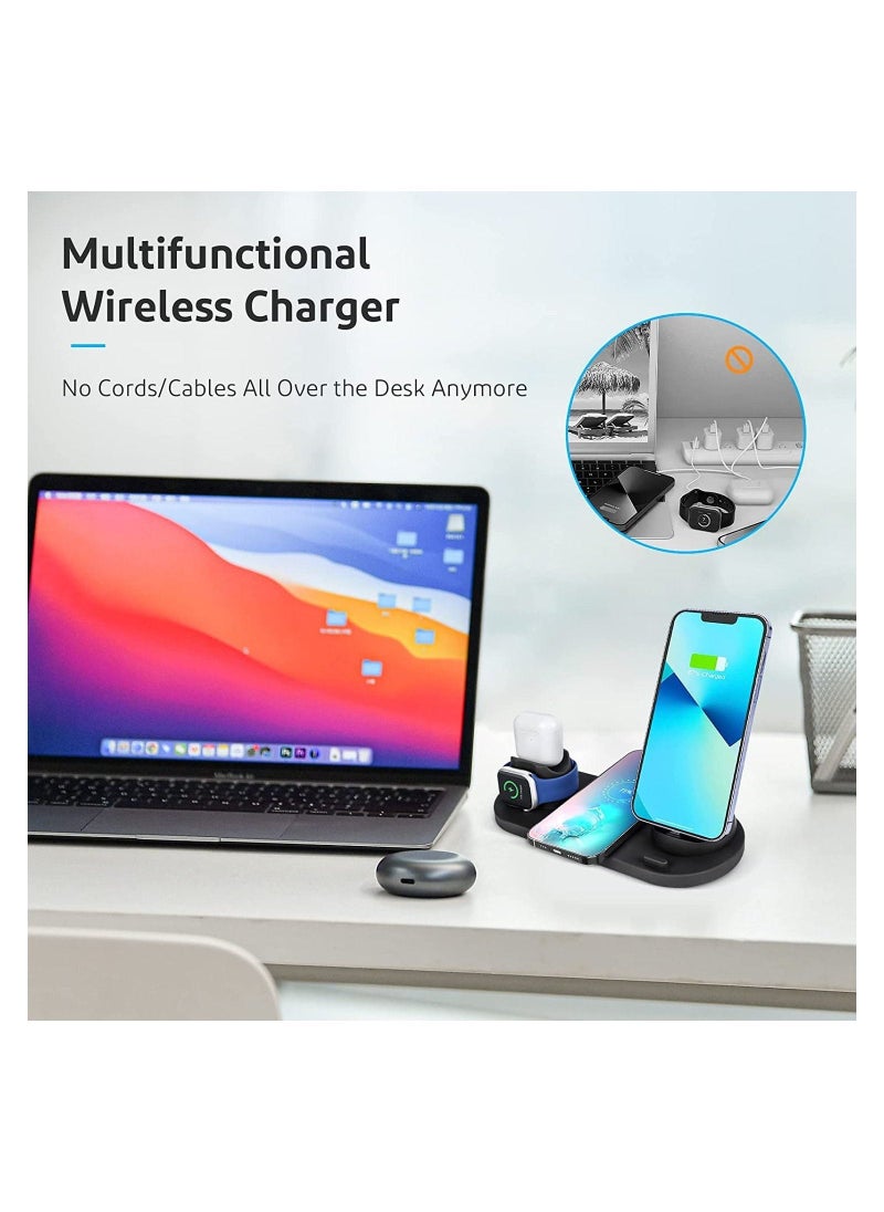 6 in 1 Multi-Function Wireless Charger Stand，Fast Wireless Charging Station For Mobile Phone、Watch