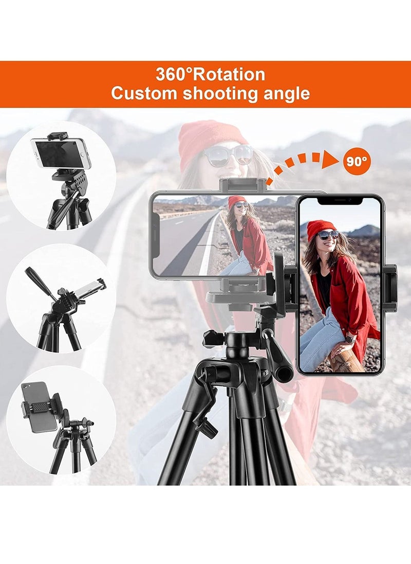 Phone Tripod 127cm/50in, Eocean Aluminum Mobile Tripod Stand with Carry Bag for DSRL, SRL, Travel Tripod with Wireless Remote Control for Live Streaming, Work, Vlogging