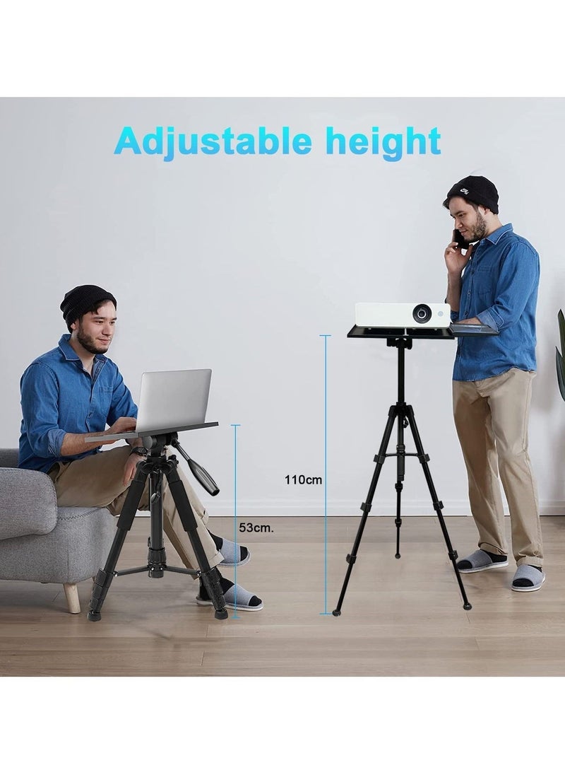 Projector Tripod Stand Universal Laptop Floor Holder Height Adjustable 53-110cm Foldable Projector Telescopic Support with 360 Rotating Enlarged Tray for Office Home Stage Studio Outdoor