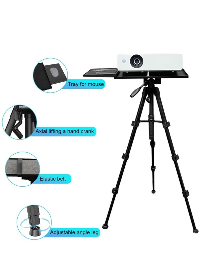 Projector Tripod Stand Universal Laptop Floor Holder Height Adjustable 53-110cm Foldable Projector Telescopic Support with 360 Rotating Enlarged Tray for Office Home Stage Studio Outdoor