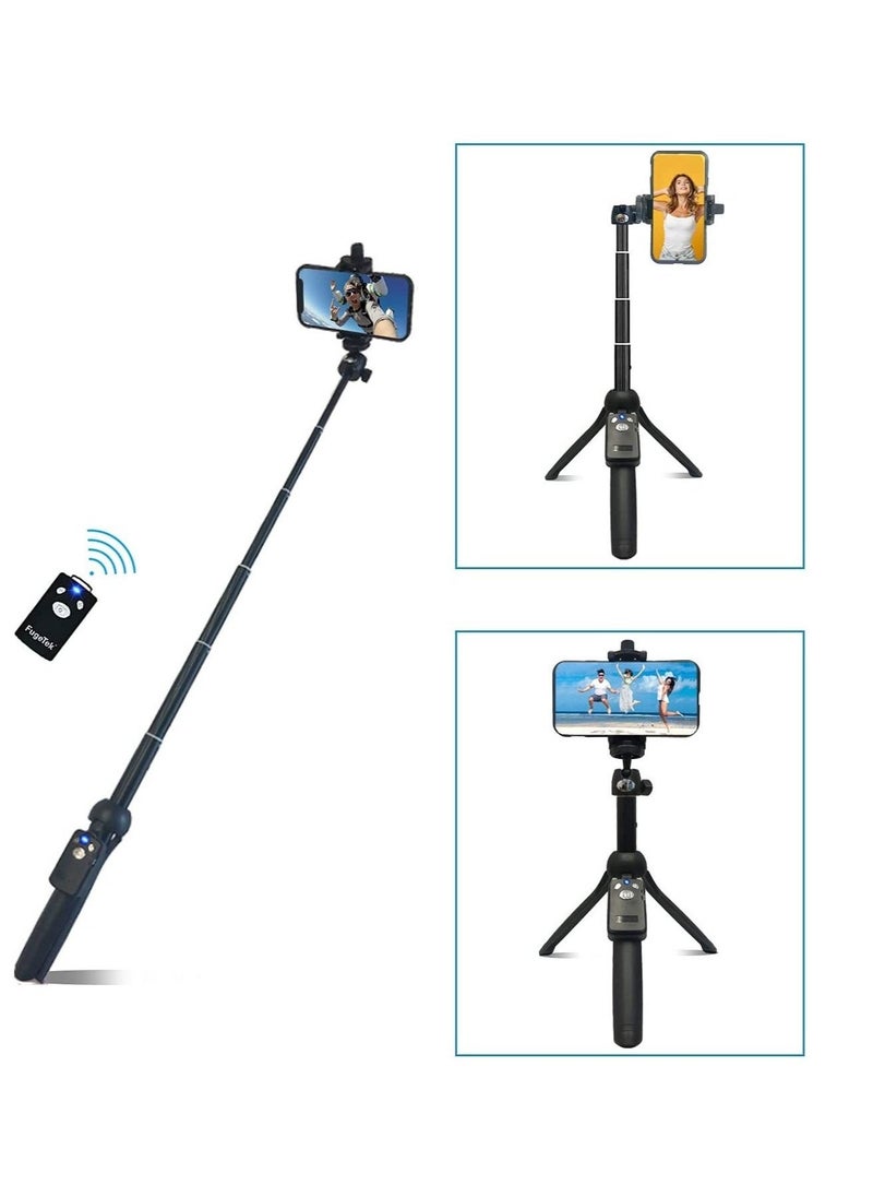 Selfie Stick & Tripod, Extendable, Wireless Bluetooth Remote, Lightweight Aluminum, Travel Ready, Compatible with iPhone 14 13 12 Pro Xs Max Xr