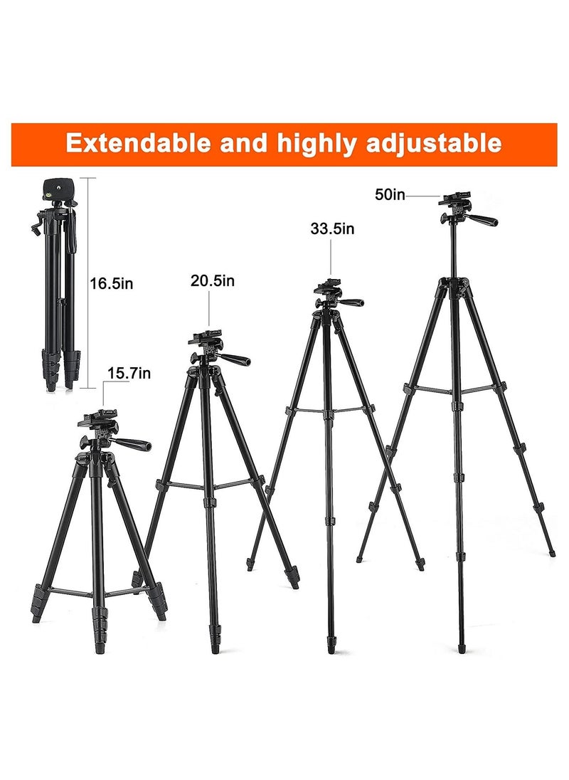 Phone Tripod 127cm/50in, Eocean Aluminum Mobile Tripod Stand with Carry Bag for DSRL, SRL, Travel Tripod with Wireless Remote Control for Live Streaming, Work, Vlogging