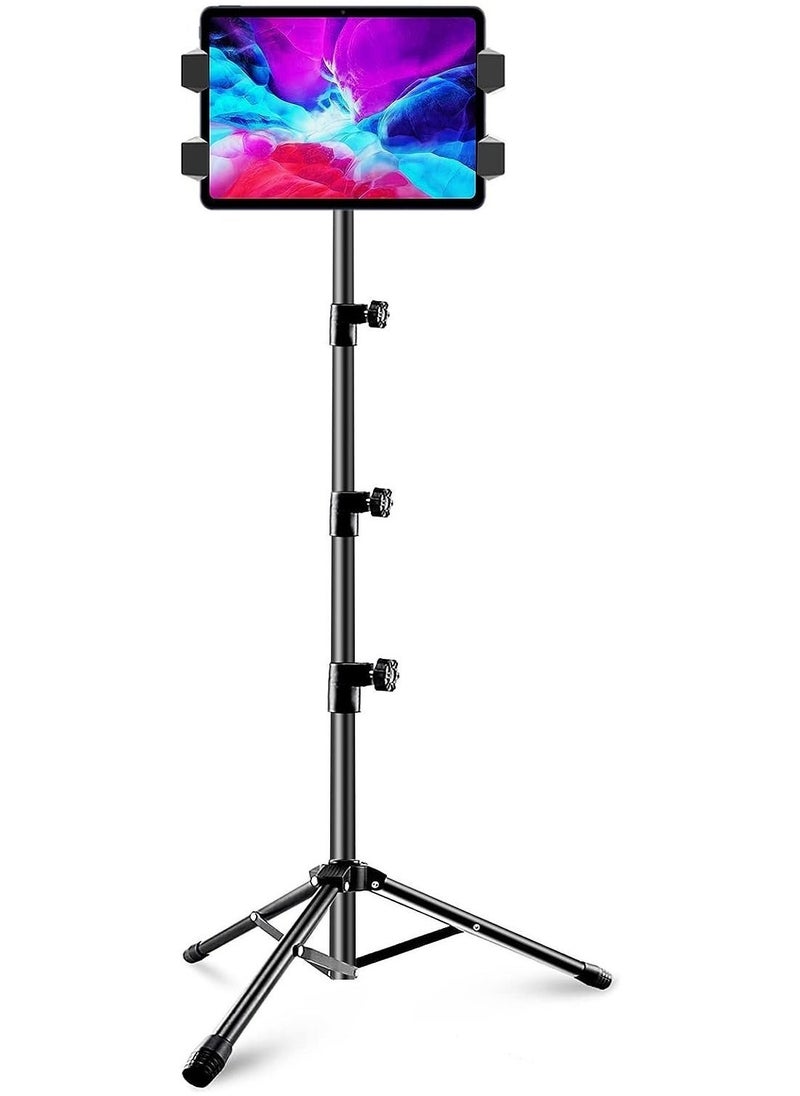 Tablet Stand Holder – iPad Tripod Floor Holder with Height Adjustable, 360° Rotating Cell Phone Stand for Video Recording, Compatible with iPad Pro, Mini, Air, iPhone, and 4.7-13