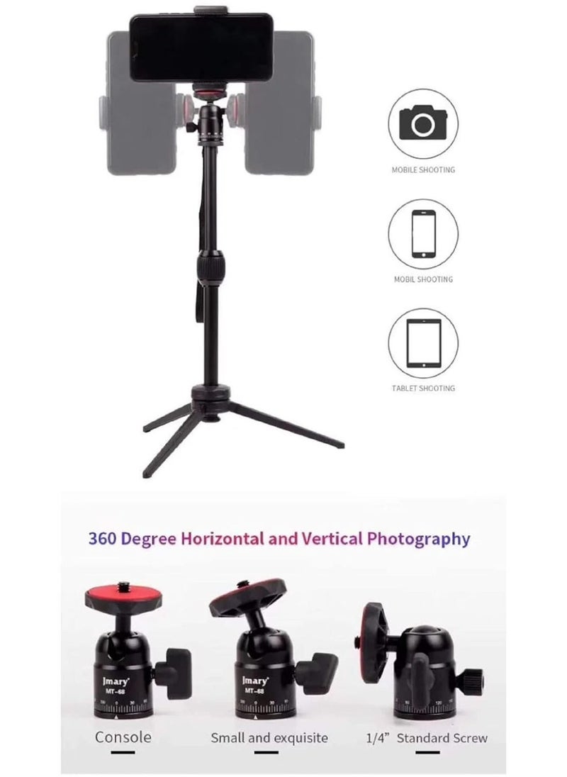 MT-68 Table-Top Extendable Foldable Tripod Stand for Mobile Phones, DSLRs, and Digital Cameras