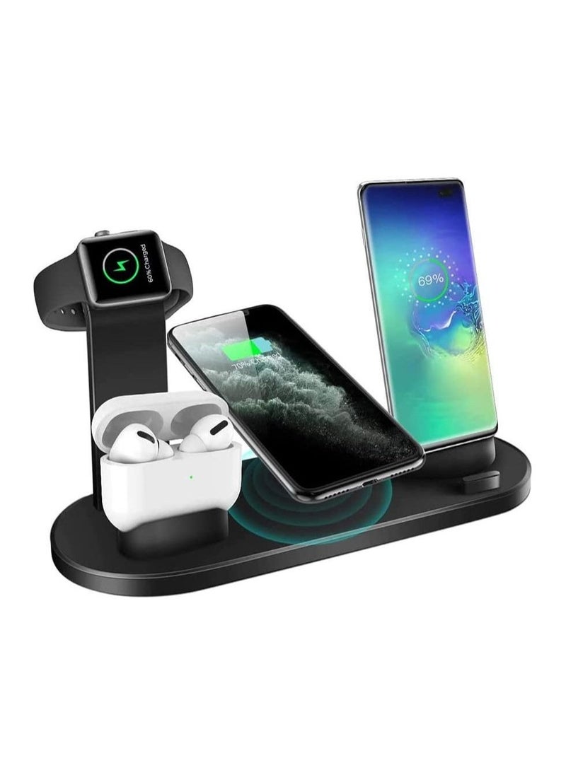 Multi-Function Charging Stand Compatible with iPhone, Android Micro USB & Type-C Phone Wireless 3 in 1 Rotatable Charging Dock