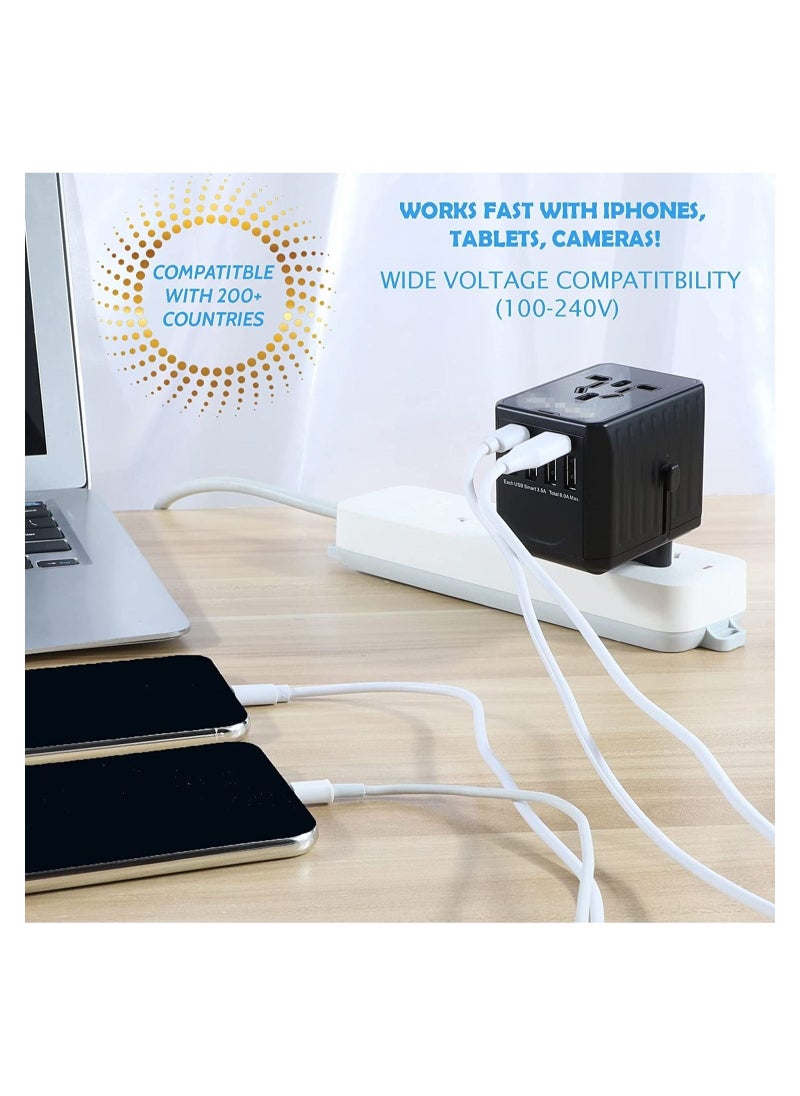 Universal Travel Adapter Plug World Power with 4 USB and 2 Type-C Ports