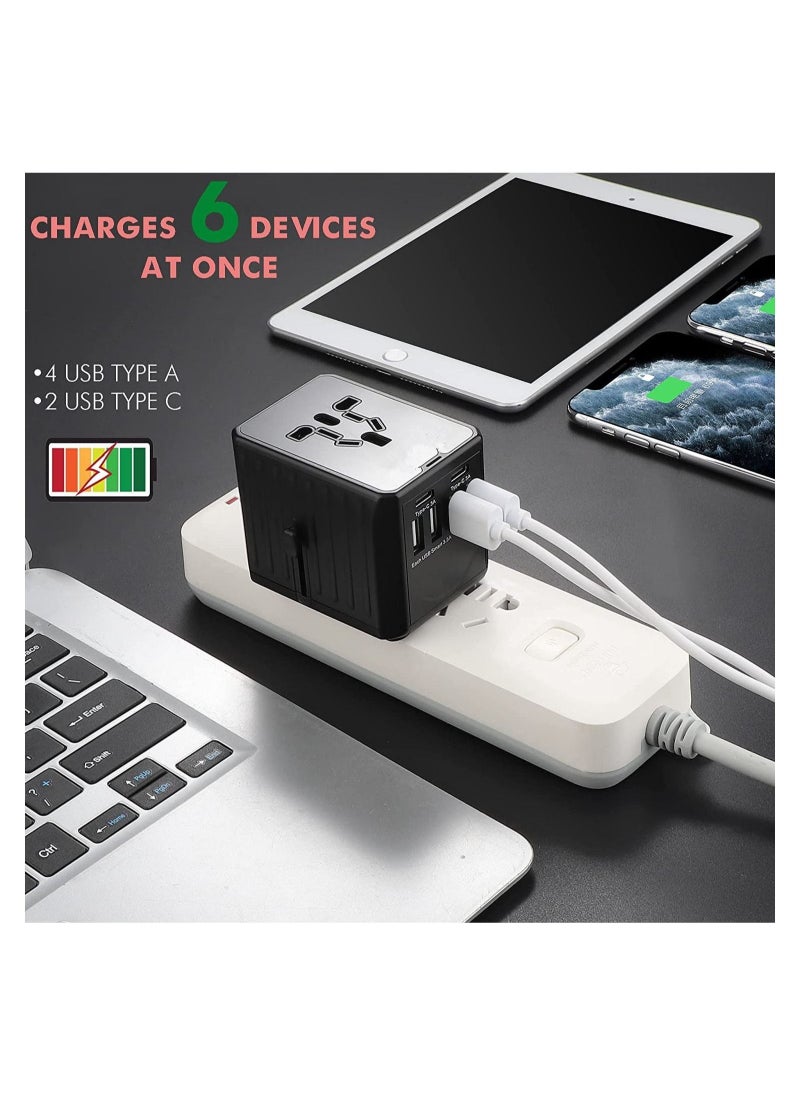 Universal Travel Adapter Plug World Power with 4 USB and 2 Type-C Ports