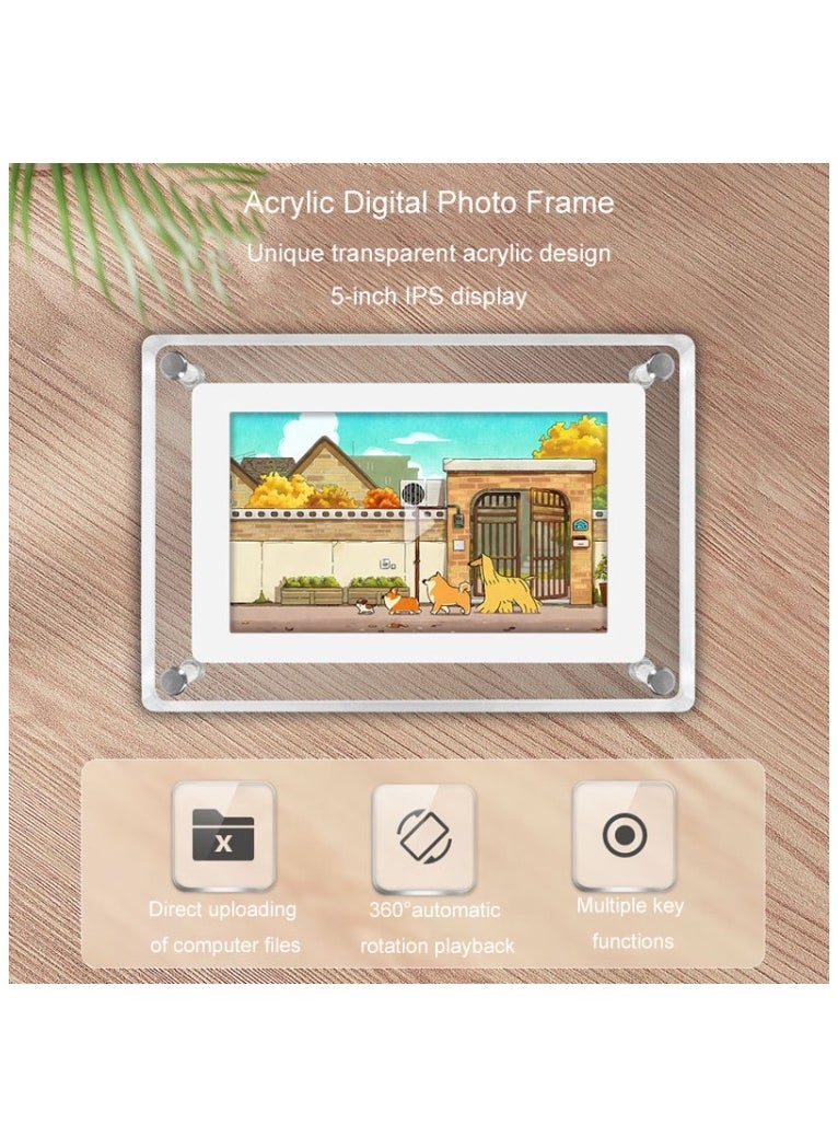 5 Inch HD Digital Photo Frame Crystal Advertising Player 1080P Motion Video Picture Display Player