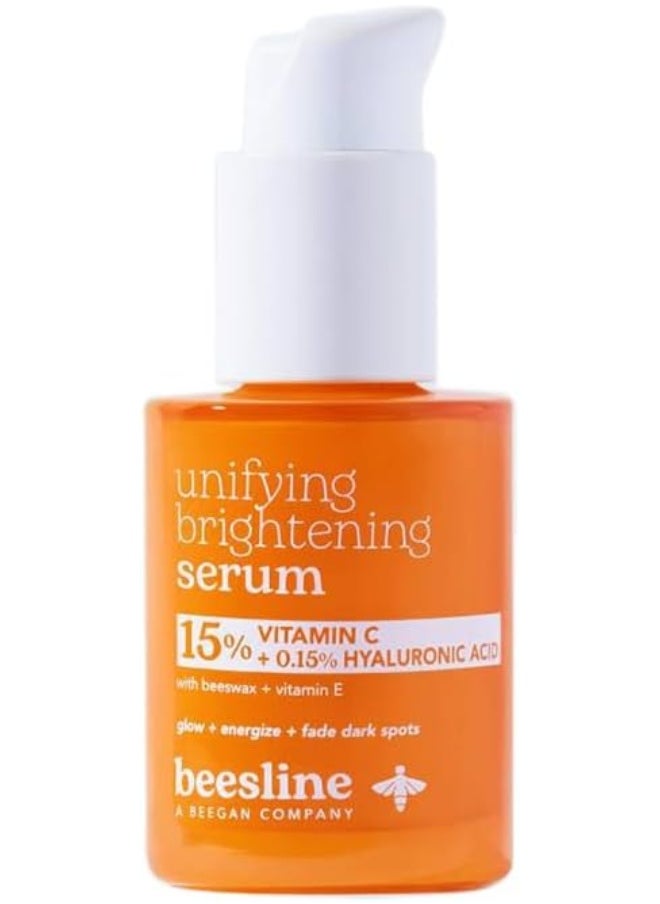 Beesline Unifying Brightening Serum, Pro-Vitamin B5 & Aloe Vera, Vitamin C, Hyaluronic Acid, Beeswax, Glow, Energize, Fade Dark Spots, 30ml