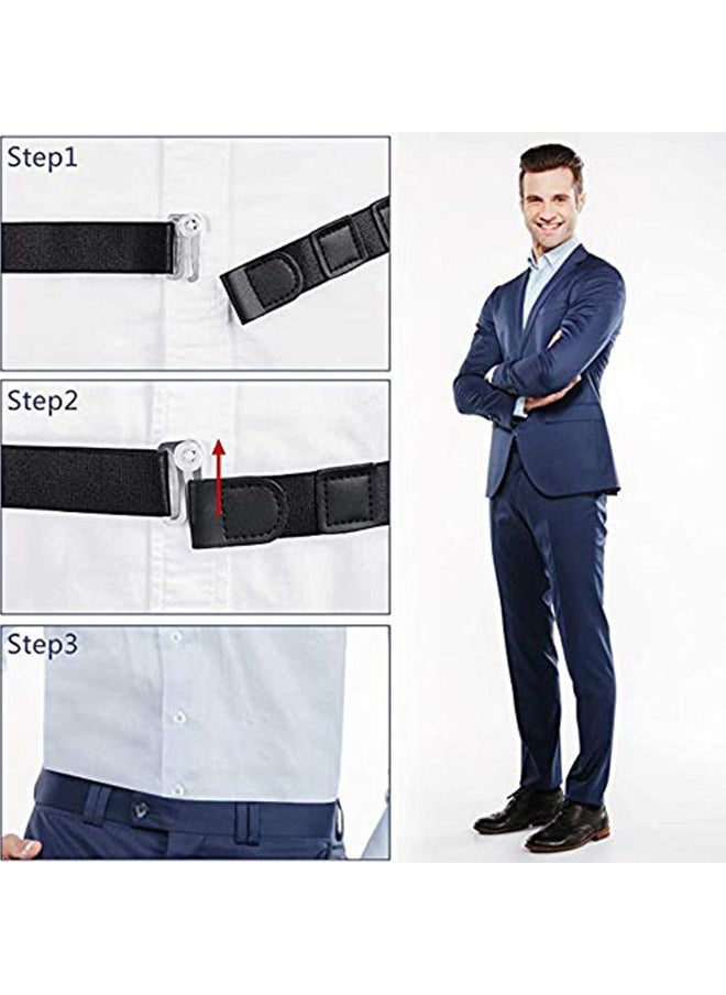 Men Shirt Stays Lock Belt Elastic Stay for Stretchable and Adjustable Waist with Flexible Comfort Silicone Touch Points