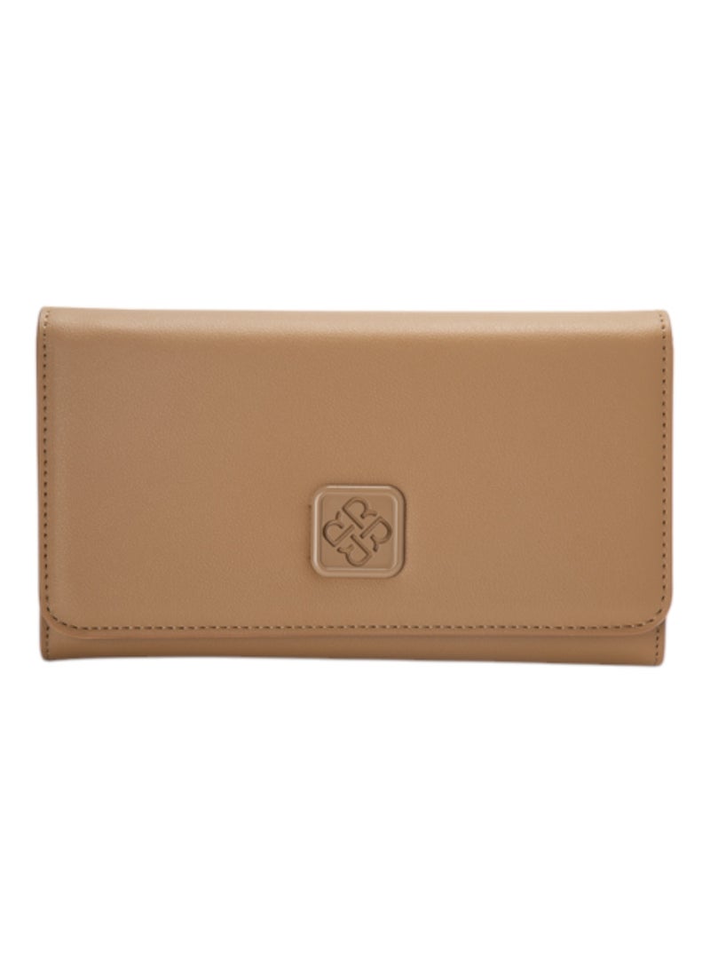 Textured Tri-Fold Wallet Beige