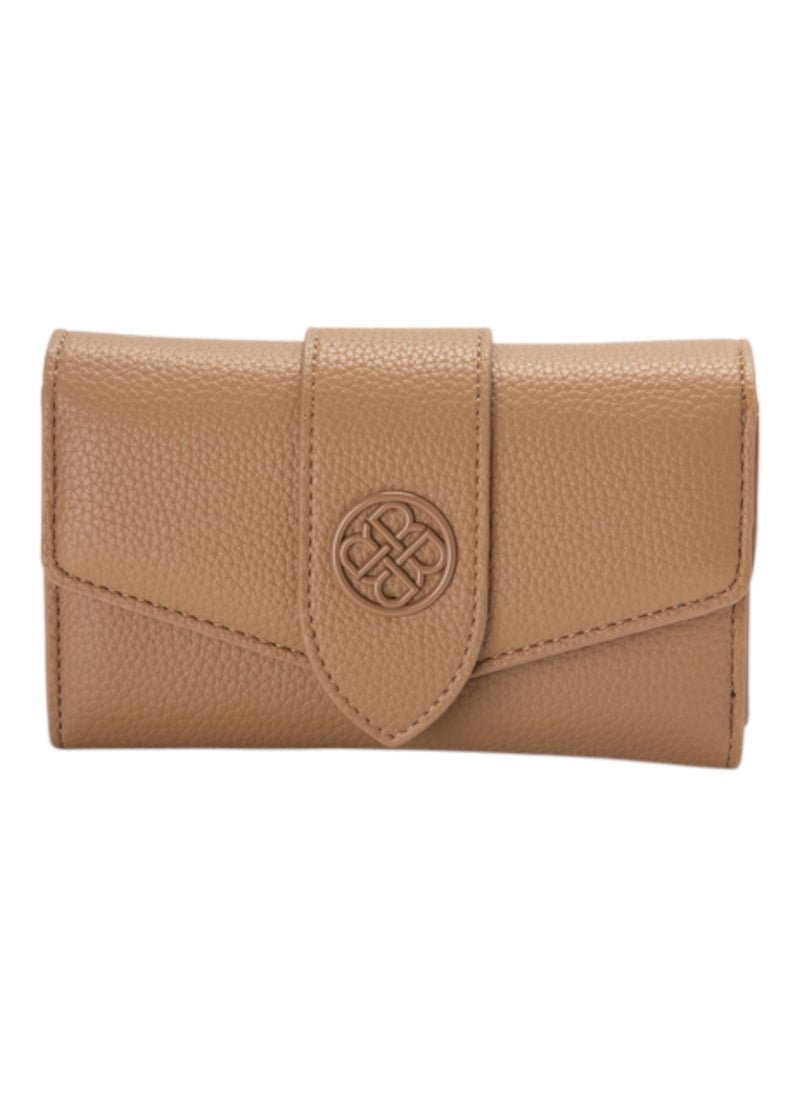 Textured Tri-Fold Wallet Beige