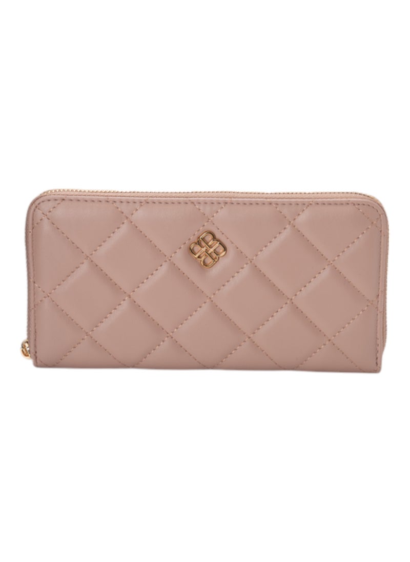 Quilted Zipper Wallet Pink