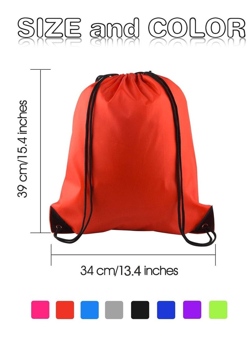 Drawstring Backpack, 8 Pcs Waterproof Drawstring Gym Bag String Swimming Bag for Adults and Kids, Folding Beach School Sport Toiletry Trainer Bag Travel Organiser Bag for Clothes Shoes