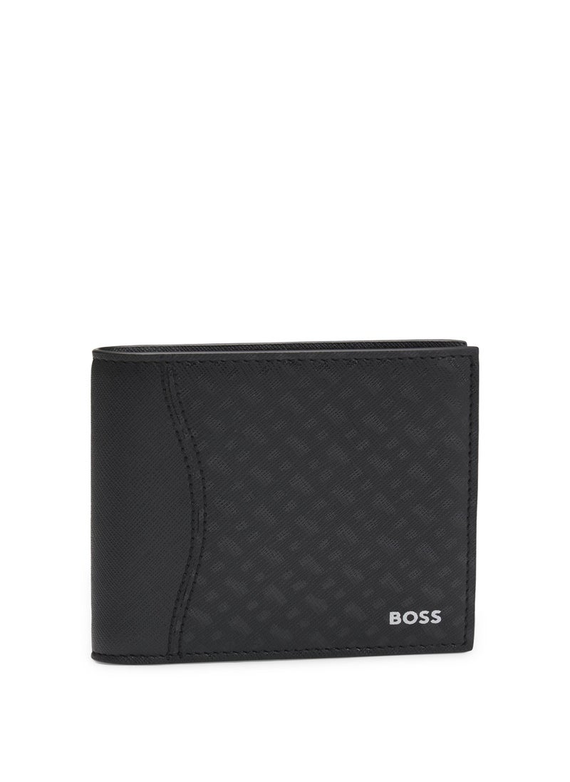 Structured folding wallet with monogram pattern