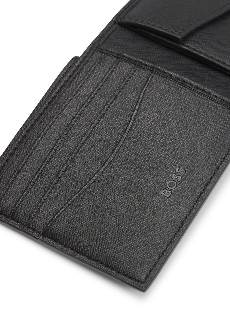 Structured folding wallet with monogram pattern