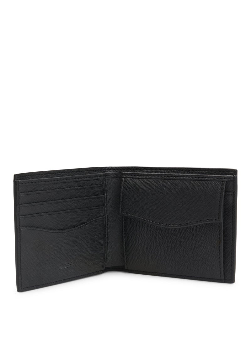 Structured folding wallet with monogram pattern