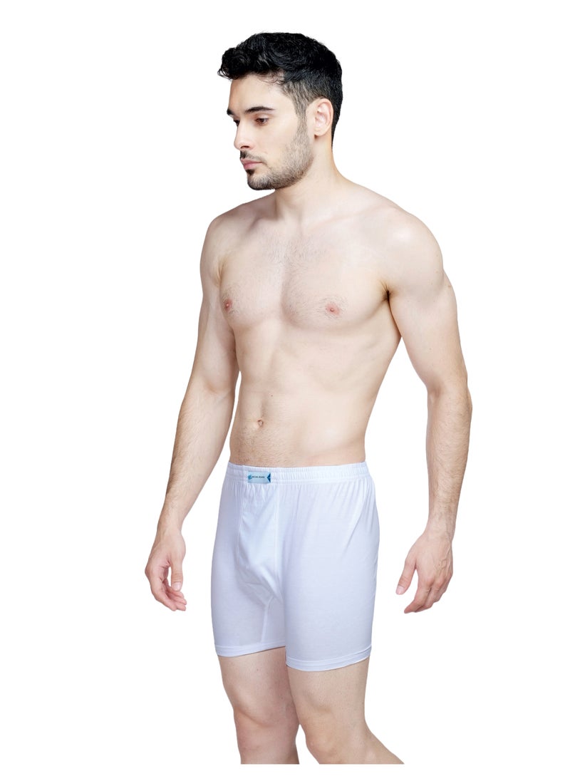 Platinum Collection 100% Cotton Mens Underwear Boxer Comfort Fit Organic Ultrasoft Antibacterial Brightest White 3 Pack