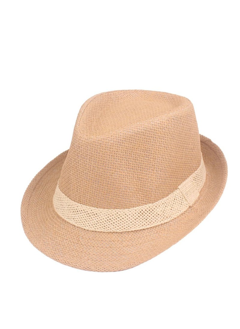 Straw Hat For Men Summer Dad Jazz Hat For Elderly Outdoor Sunshade Hat Brown