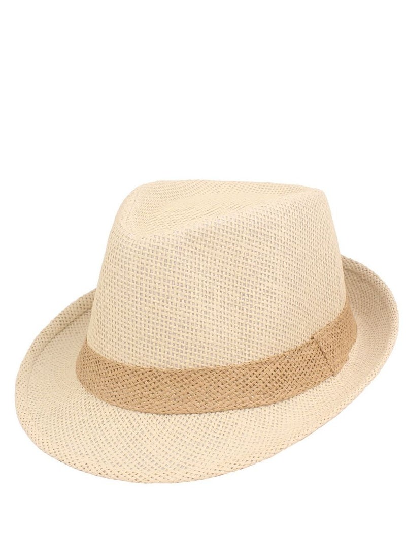 Straw Hat For Men Summer Dad Jazz Hat For Elderly Outdoor Sunshade Hat Beige