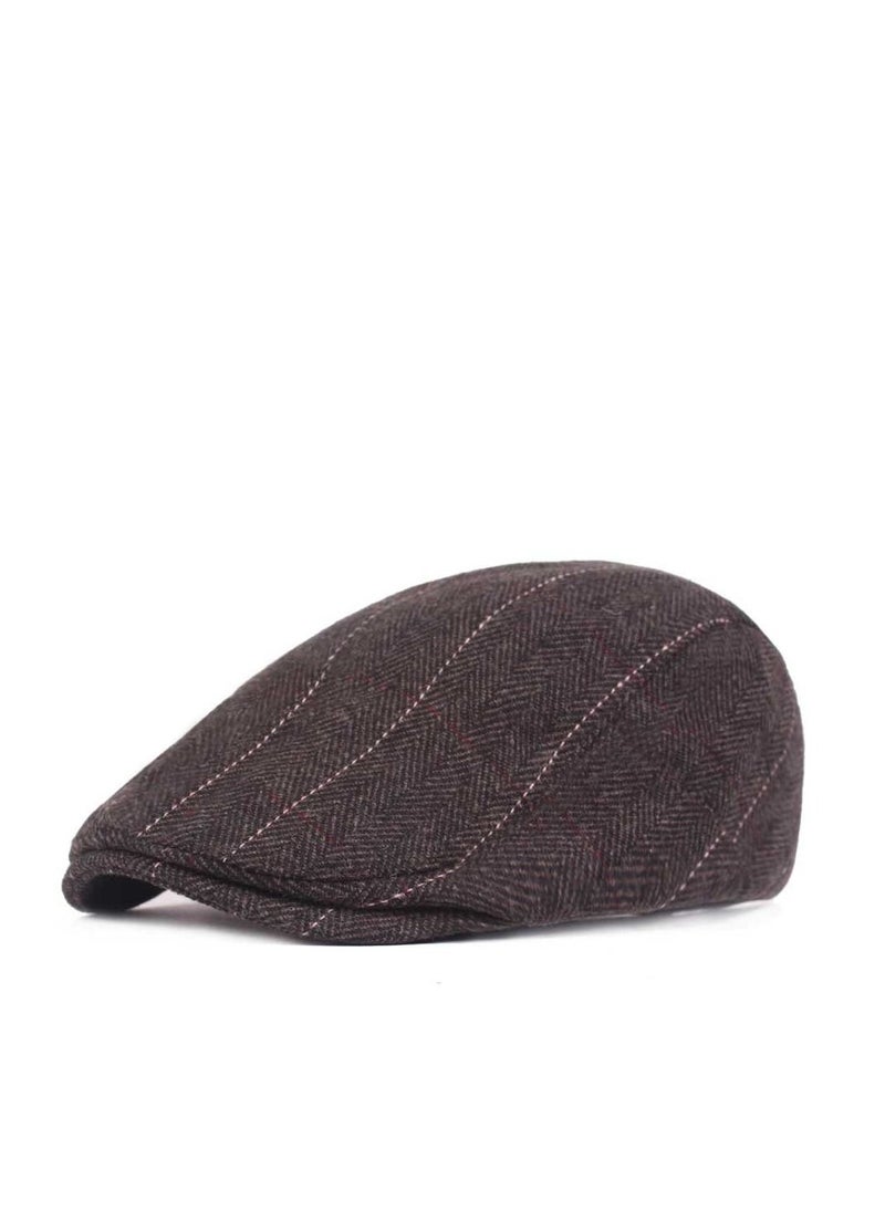 Woolen Beret For Men Winter Warm Cap Brown