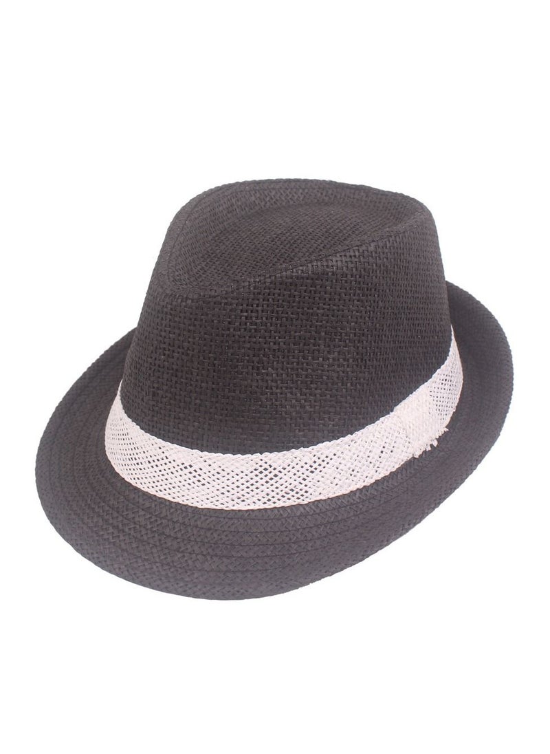 Straw Hat For Men Summer Dad Jazz Hat For Elderly Outdoor Sunshade Hat Black