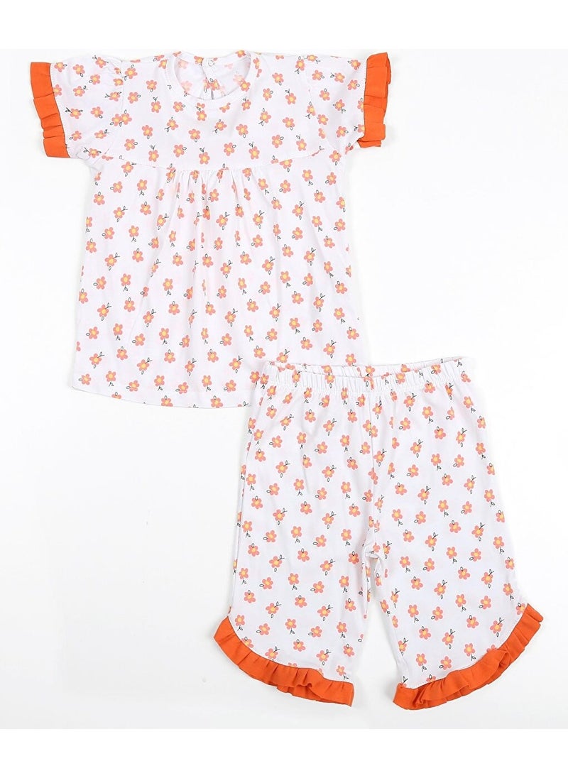 Crew Neck Short Sleeve Girls Pajama Set