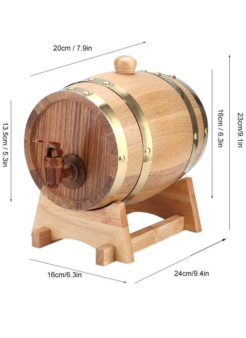 Wine Barrel, 1.5L White Oak Aging Barrel, Whiskey Barrel Dispenser Wine Bucket, Age Your Own Whiskey, Beer, Wine, Bourbon, Tequila, & More