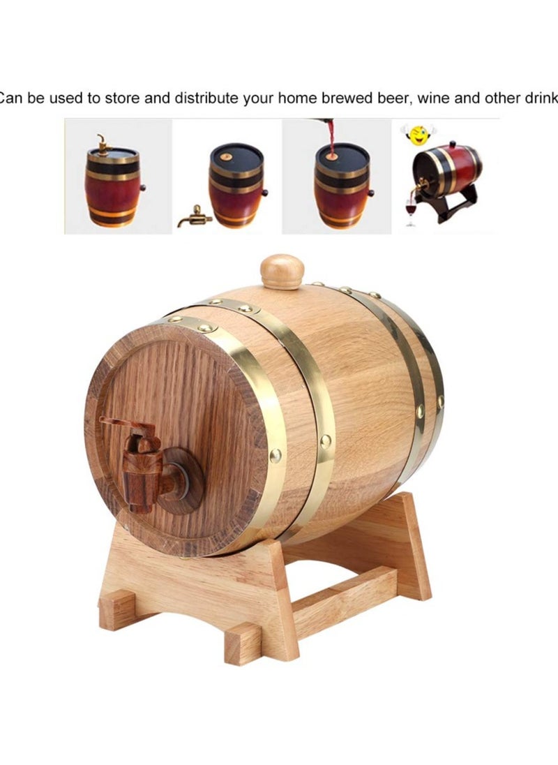 Wine Barrel, 1.5L Vintage Natural Oak Wooden Wine Aging Barrel Wine Keg Bucket Home Brew Brewing Equipment Accessories for Wine/Brandy/Whisky/Tequila, Beautiful and Practical