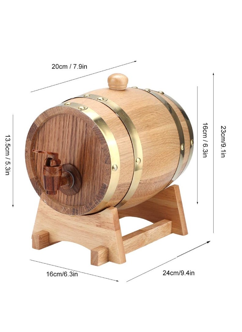 Wine Barrel, 1.5L Vintage Natural Oak Wooden Wine Aging Barrel Wine Keg Bucket Home Brew Brewing Equipment Accessories for Wine/Brandy/Whisky/Tequila, Beautiful and Practical