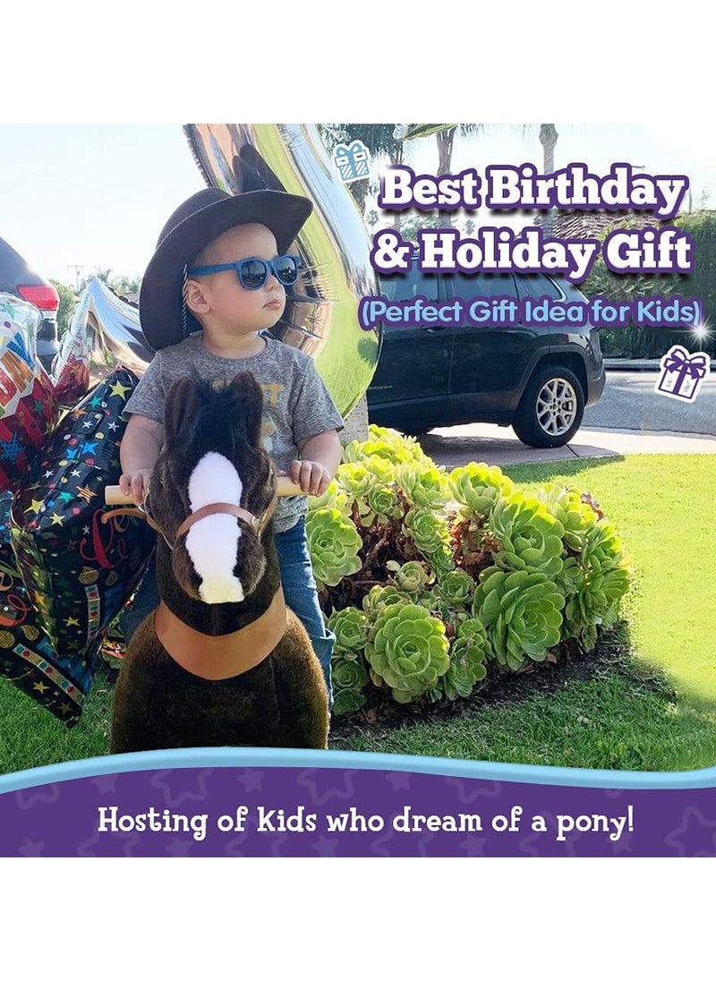 Official Licensed Kids Riding Horse Toy No Battery No Electricity Indoor and Outdoor best Gift for Kids 4 to 8 years-Choco Brown Medium